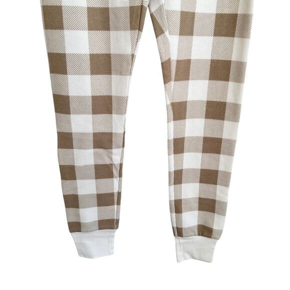 Old Navy High-Waisted Waffle Pajama Leggings Tan and White M - Picture 3 of 8